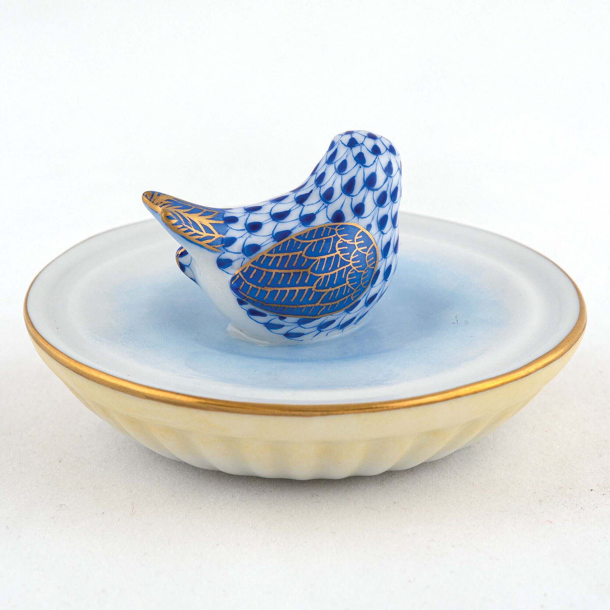 Herend Bird in Bird Bath Figurine – Sapphire, alternate view