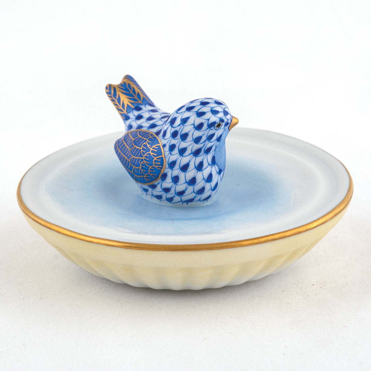Herend Bird in Bird Bath Figurine – Sapphire, alternate view