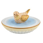Bird in Bird Bath Figurine in hand-painted Butterscotch porcelain by Herend of Hungary