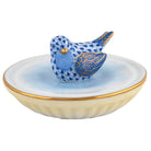 Herend Bird In Bird Bath in Sapphire