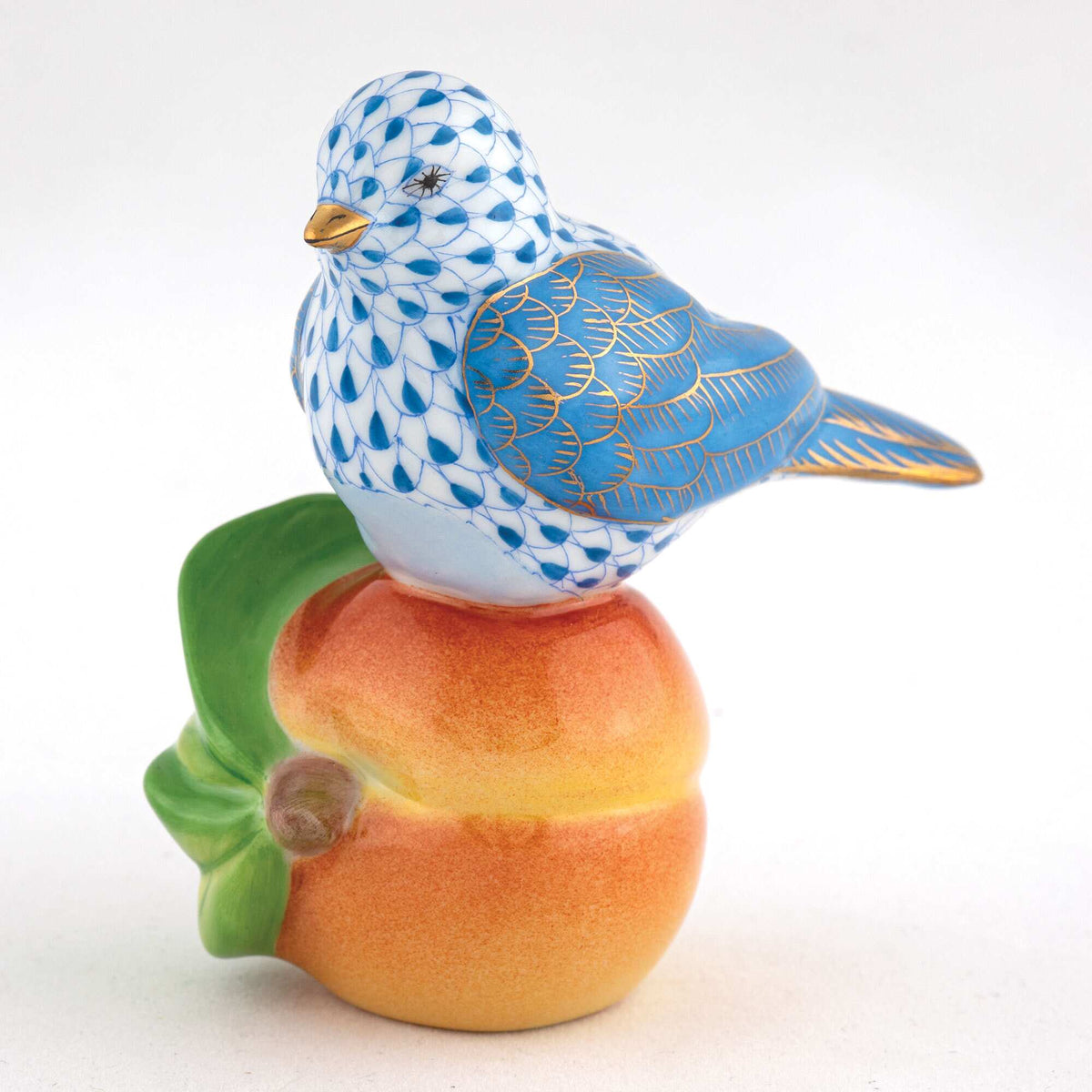 Herend Bird on Peach Figurine – Blue, alternate view