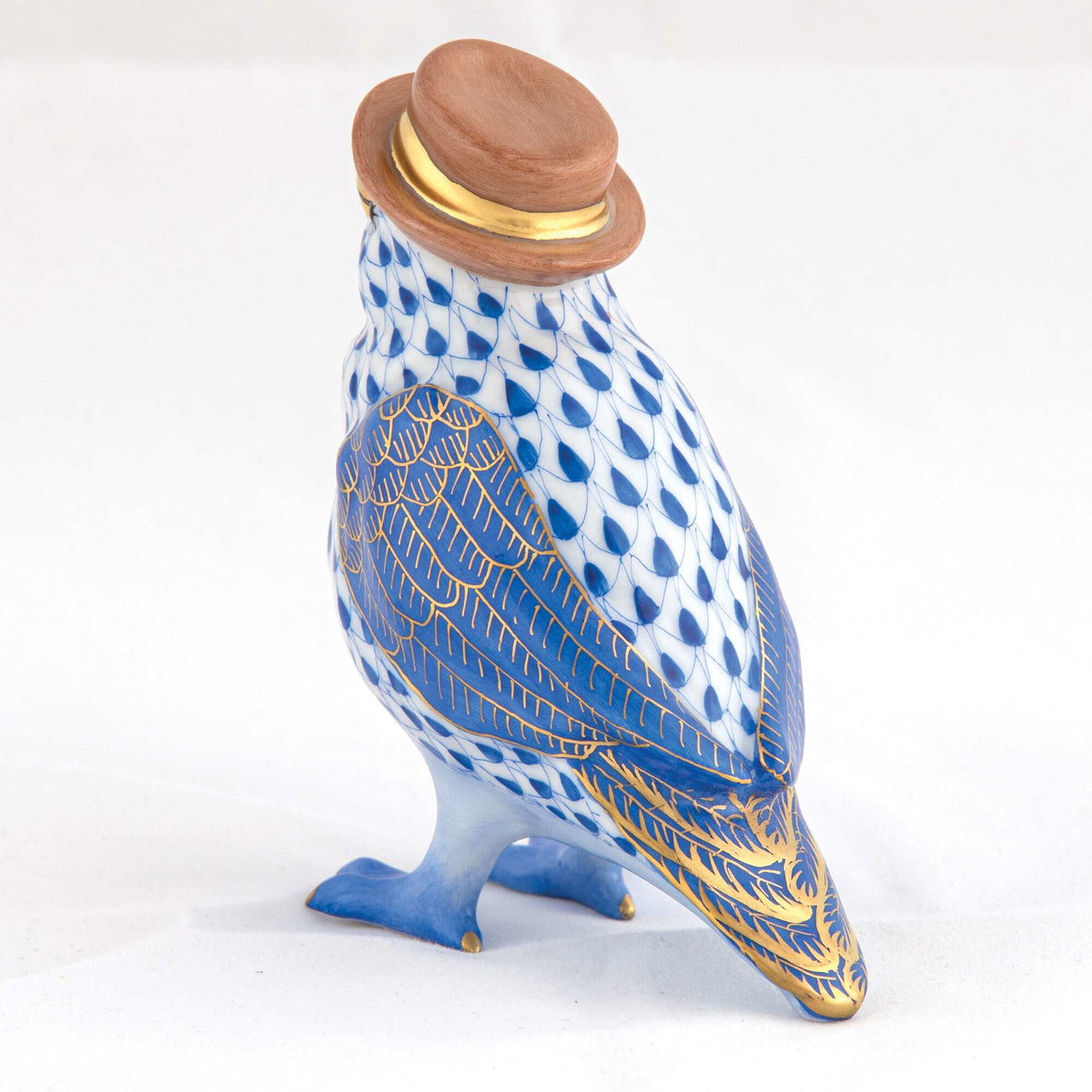 Herend Bird with Hat Figurine – Sapphire, alternate view