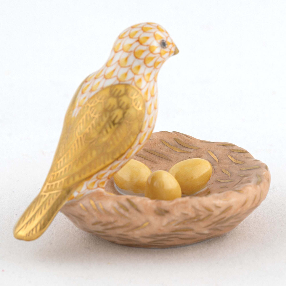Herend Bird with Nest Figurine – Butterscotch, alternate view