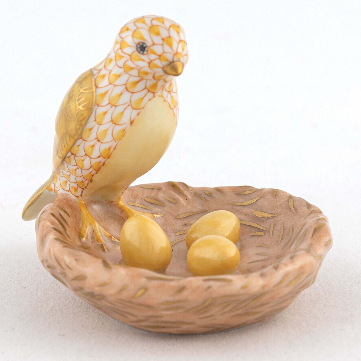 Herend Bird with Nest Figurine – Butterscotch, alternate view