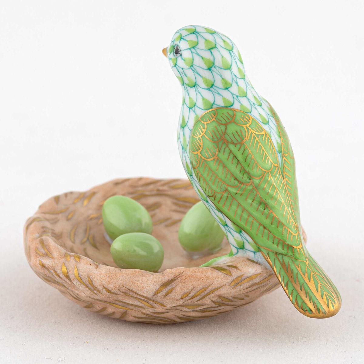 Herend Bird with Nest Figurine – Key Lime, alternate view