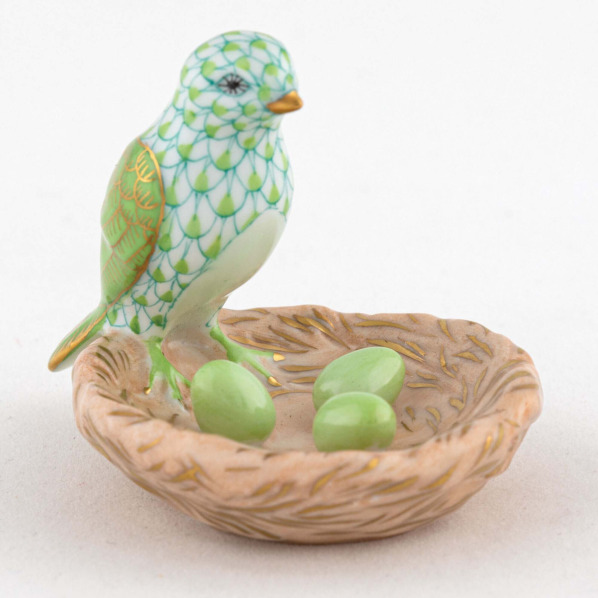 Herend Bird with Nest Figurine – Key Lime, alternate view
