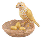 Butterscotch fishnet Bird with Nest Figurine figurine, hand-painted Herend porcelain with 24k gold accents