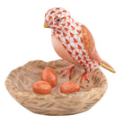 Bird with Nest Figurine in hand-painted Rust porcelain by Herend of Hungary