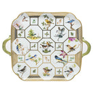 Hand-painted Herend Birds of Herend Tray Decorative Plate in fine porcelain, 12.75in L X 12.75in W, on a white background