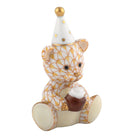 Butterscotch fishnet Birthday Bear Figurine figurine, hand-painted Herend porcelain with 24k gold accents