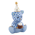 Sapphire fishnet Birthday Bear Figurine figurine, hand-painted Herend porcelain with 24k gold accents