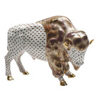 Hand-painted Herend Bison Figurine in fine porcelain, 10.75in L X 7.75in H, on a white background