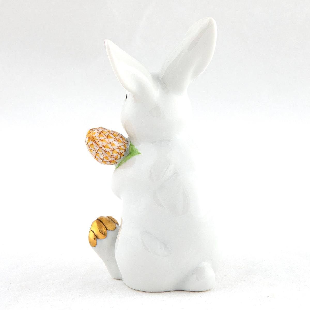 Herend Blossom Bunny Figurine – White-Butterscotch, alternate view