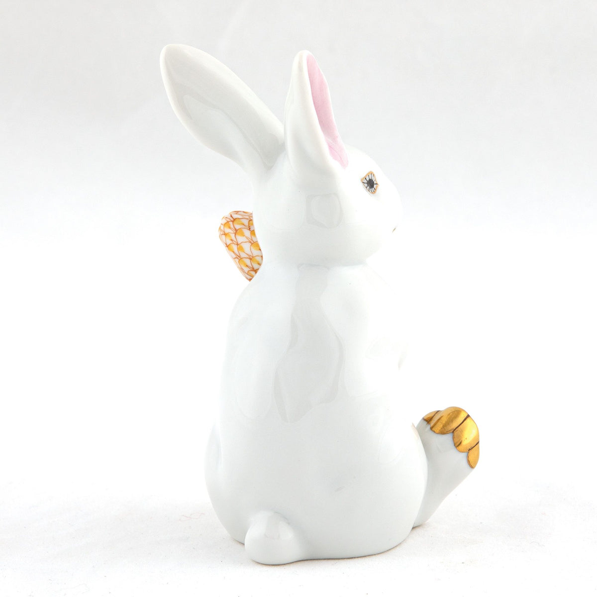Herend Blossom Bunny Figurine – White-Butterscotch, alternate view