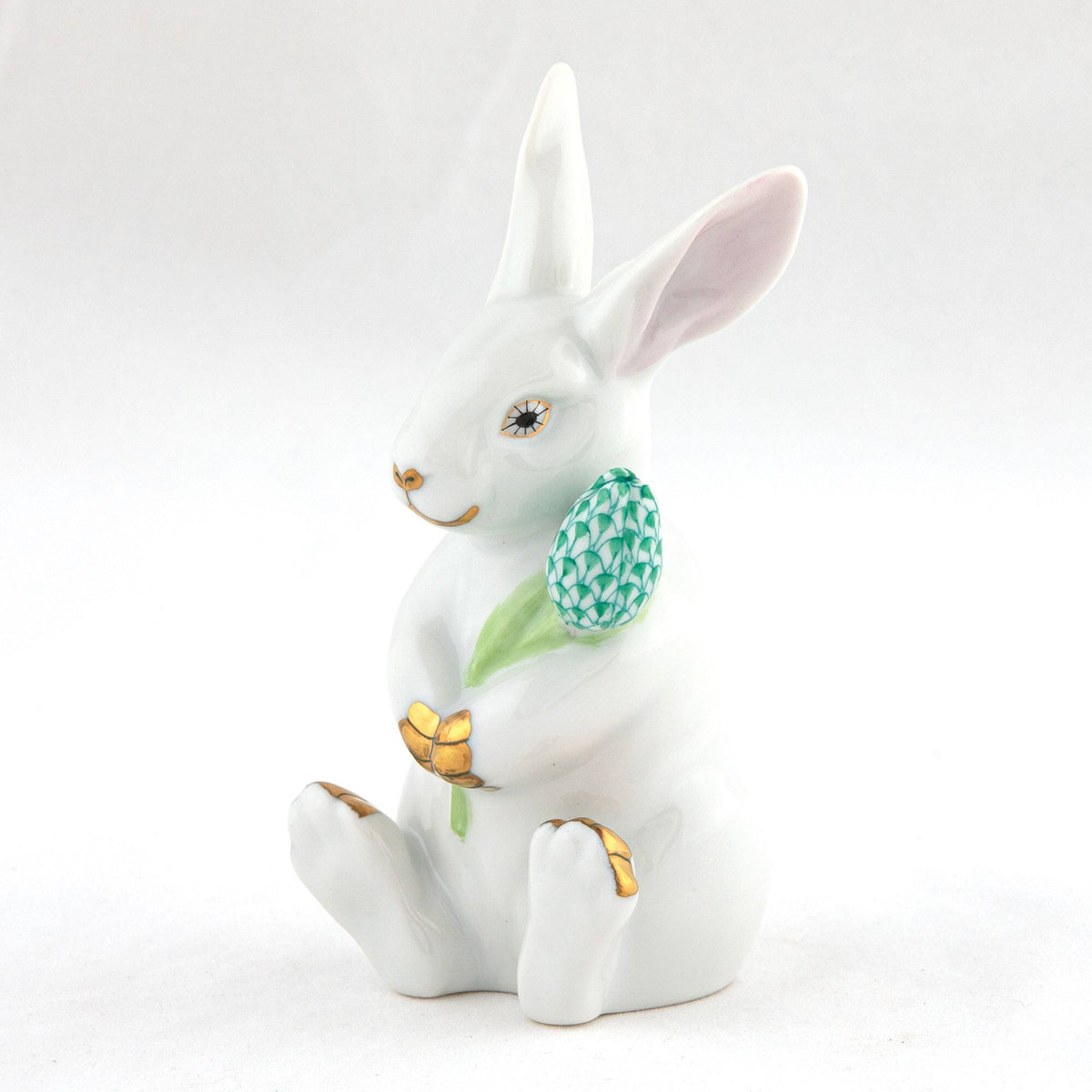 Herend Blossom Bunny Figurine – White-Green, alternate view