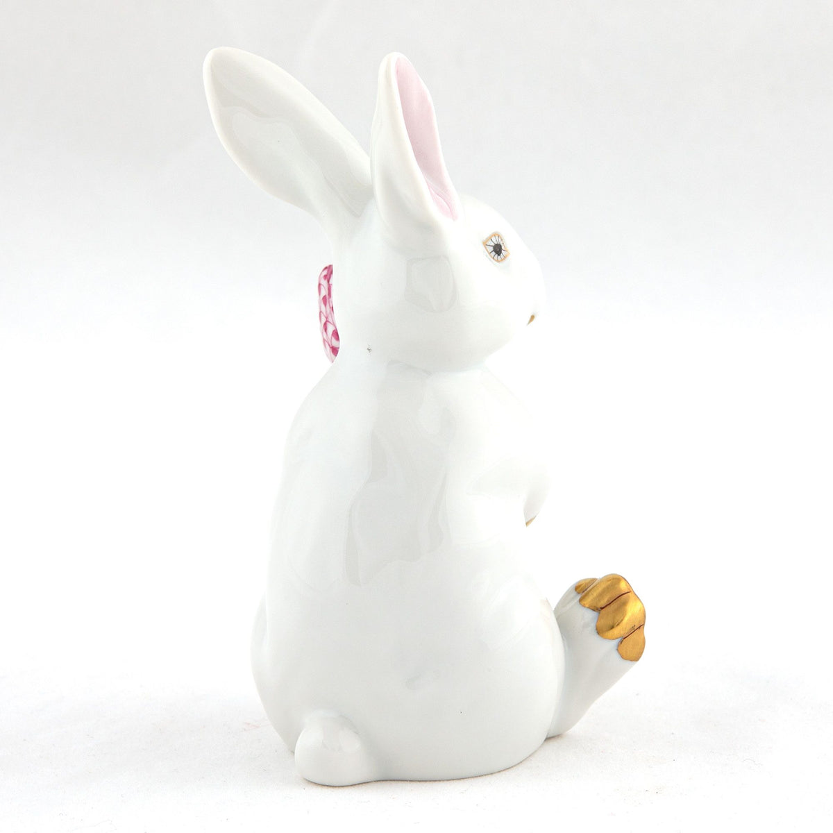 Herend Blossom Bunny Figurine – White-Raspberry, alternate view
