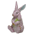 Blossom Bunny Figurine in hand-painted Raspberry porcelain by Herend of Hungary