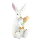 Herend Blossom Bunny Figurine porcelain figurine painted in the White-Butterscotch fishnet pattern