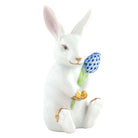 Herend Blossom Bunny in White-Sapphire - Hand-painted Hungarian porcelain figurine