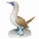 Hand-painted Herend Blue-Footed Booby Figurine in fine porcelain, 7.5in L X 7.75in H, on a white background