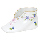 Hand-painted Herend Blue Garland Baby Shoe Baby Keepsake in fine porcelain, 4.5in L X 2.75in H, on a white background