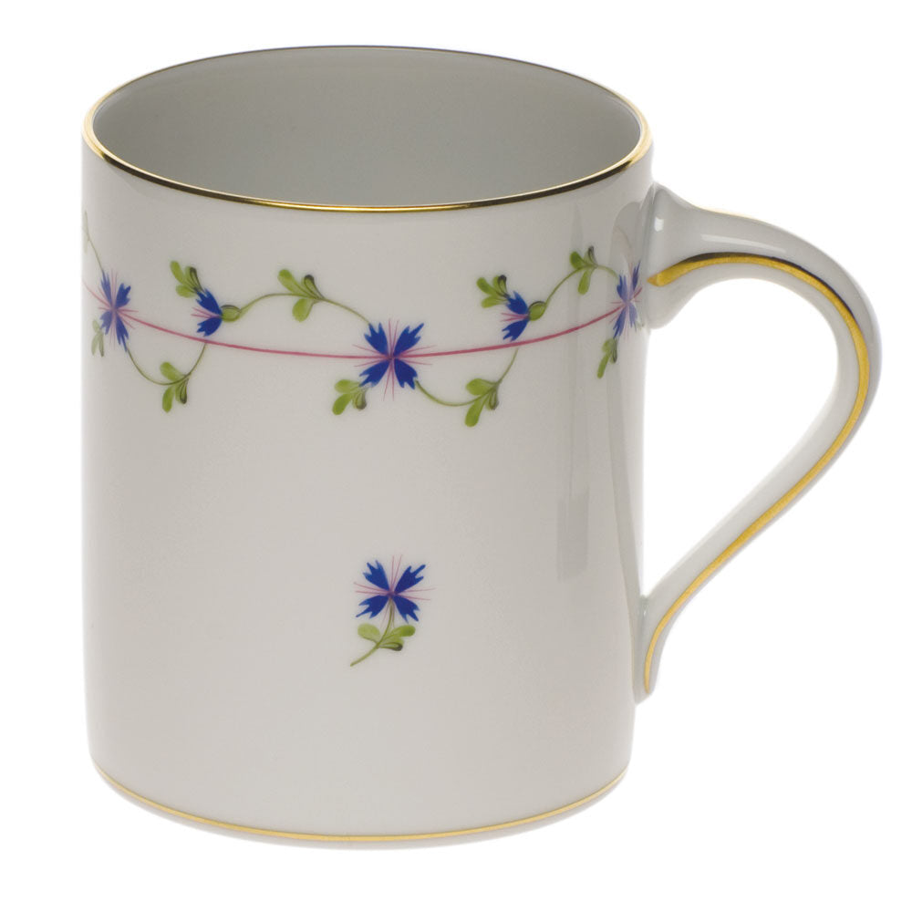 Hand-painted Herend Blue Garland Coffee Mug in fine porcelain, (16 OZ) 4in H, on a white background