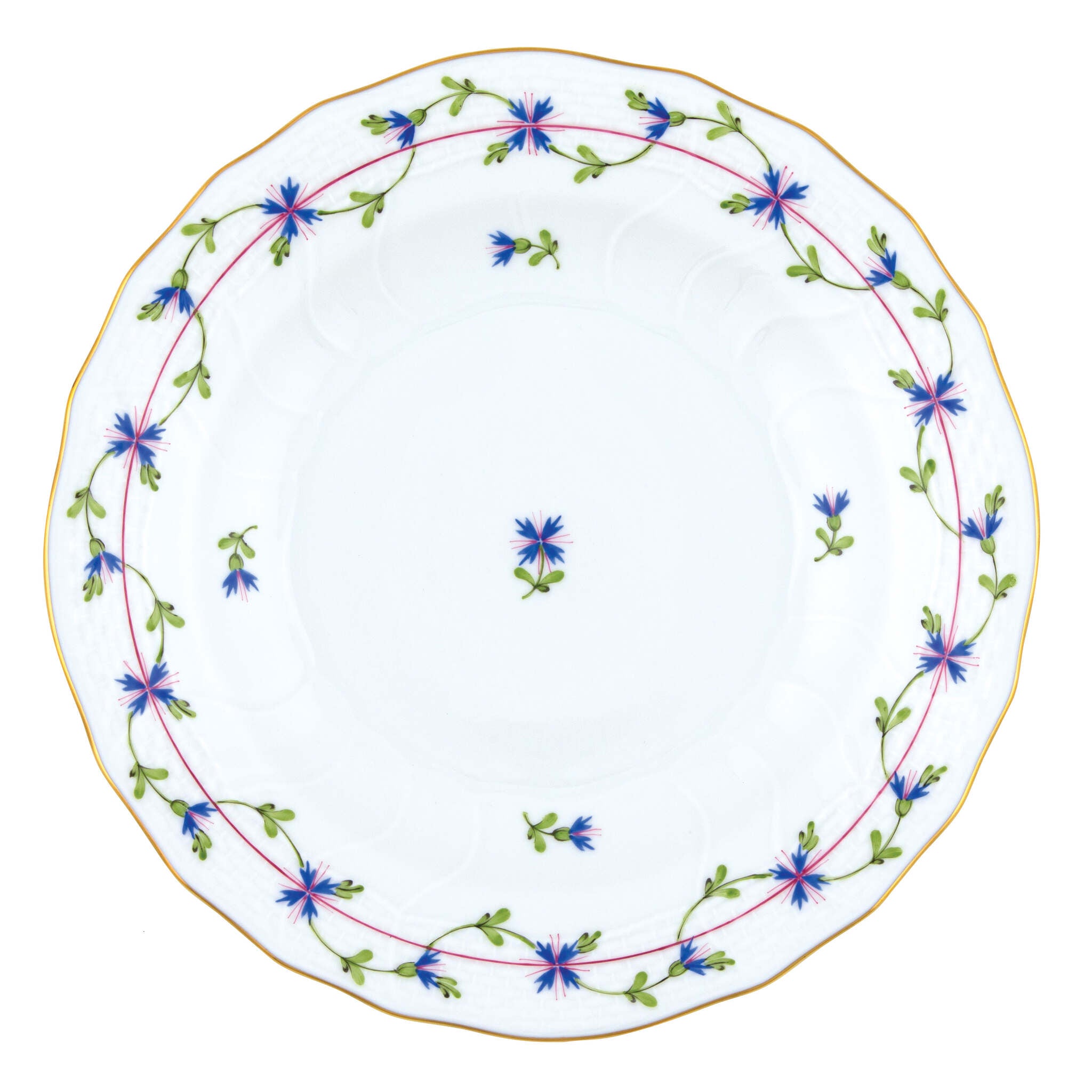 Hand-painted Herend Blue Garland Dessert Plate in fine porcelain, 8.25in D, on a white background