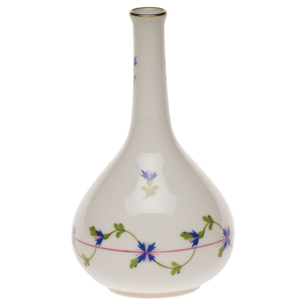 Hand-painted Herend Blue Garland Medium Bud Vase in fine porcelain, 5.25in H, on a white background