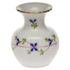 Hand-painted Herend Blue Garland Medium Bud Vase with Lip in fine porcelain, 2.25in L X 2.25in W X 2.75in H, on a white background