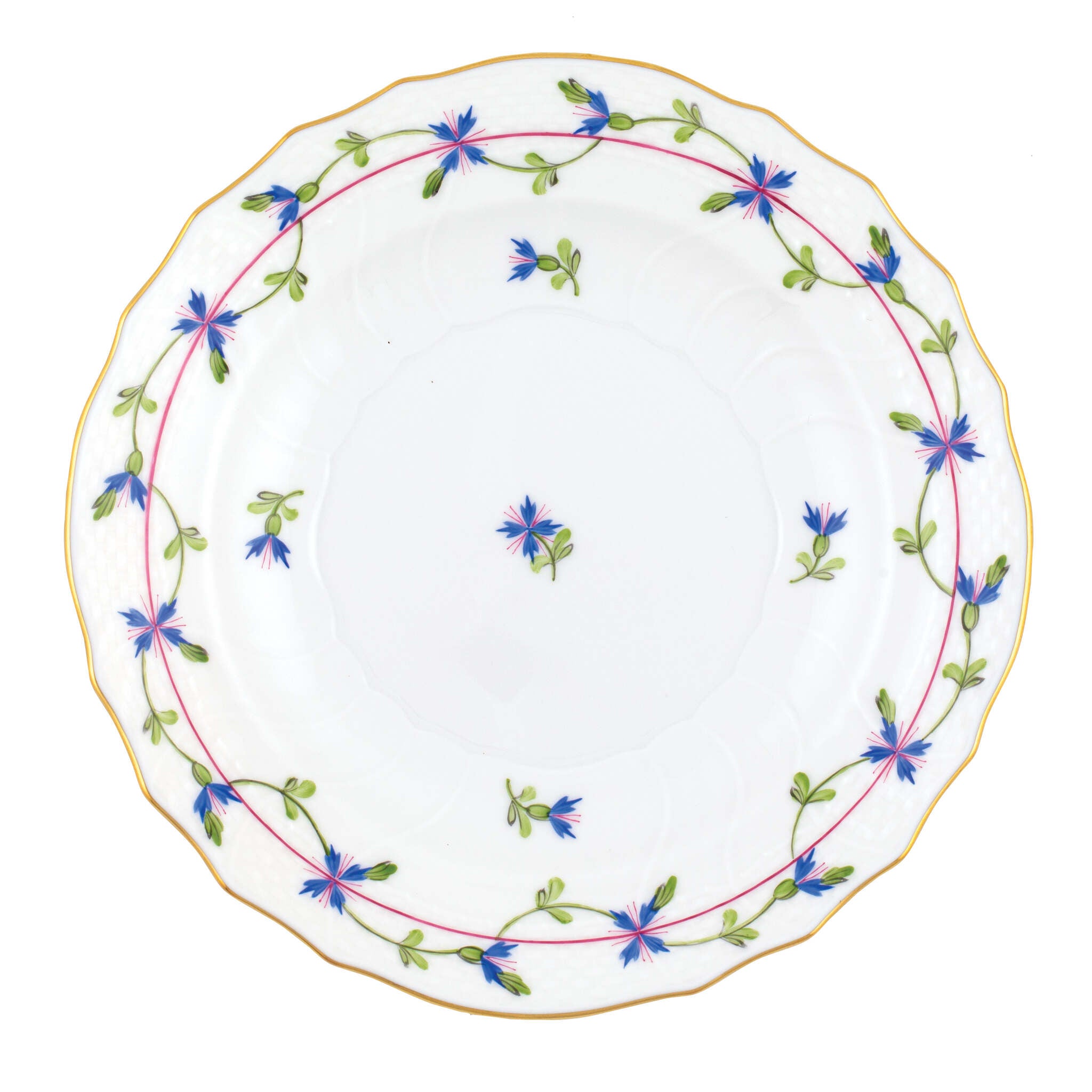 Hand-painted Herend Blue Garland Salad Plate in fine porcelain, 7.5in D, on a white background