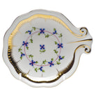 Hand-painted Herend Blue Garland Shell Dish Decorative Plate in fine porcelain, 4in D, on a white background