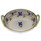 Hand-painted Herend Blue Garland Small Basket with Handles in fine porcelain, 2.75in L X 2.25in W, on a white background