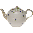 Hand-painted Herend Blue Garland Tea Pot with Rose Teapot in fine porcelain, (36 OZ) 5.5in H, on a white background