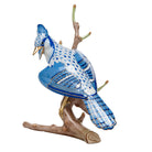 Hand-painted Herend Blue Jay Figurine in fine porcelain, 6in H, on a white background