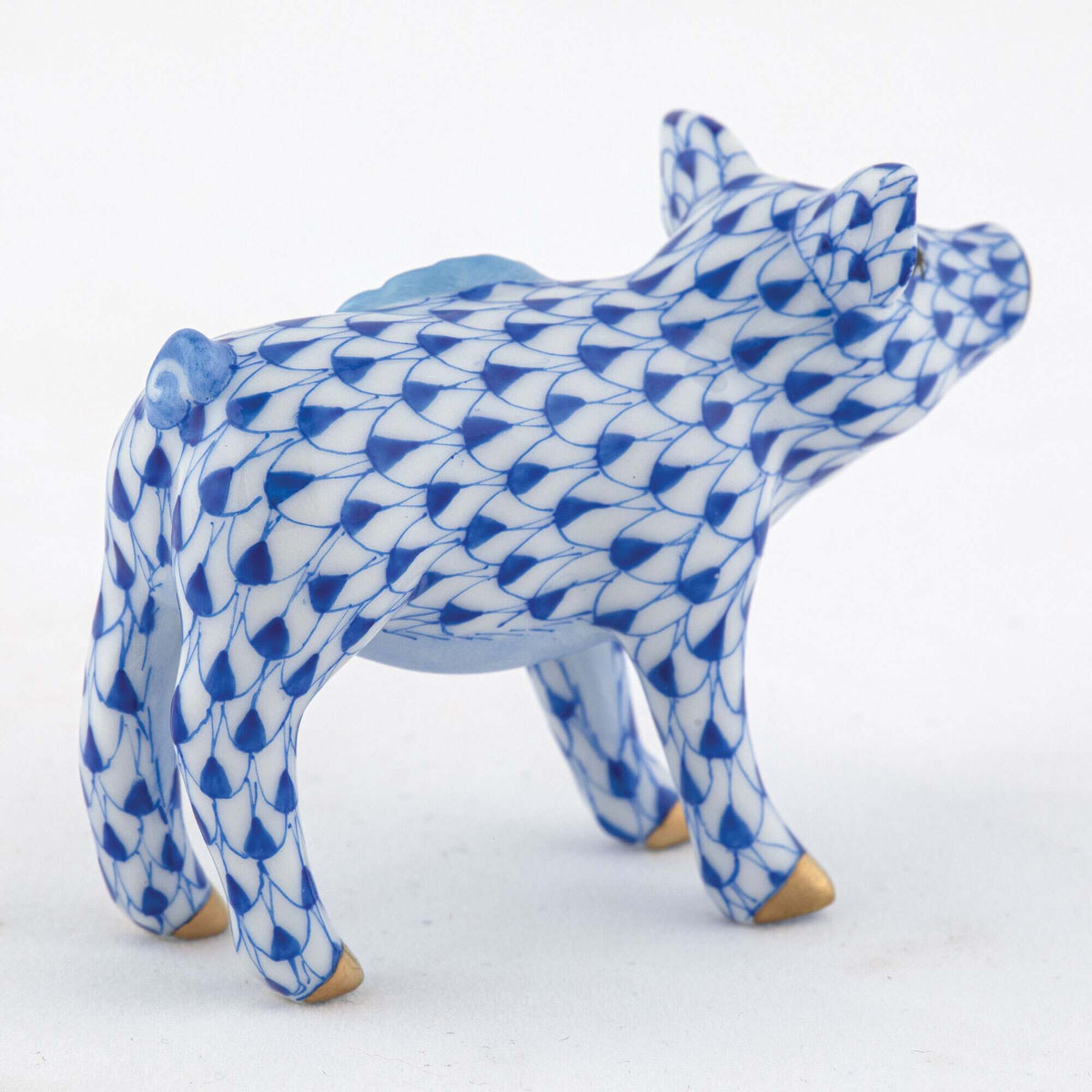Herend Blue Ribbon Pig Figurine – Sapphire, alternate view