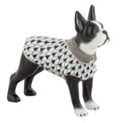 Hand-painted Herend Boston Bull Terrier Figurine in Black fishnet porcelain on a white background