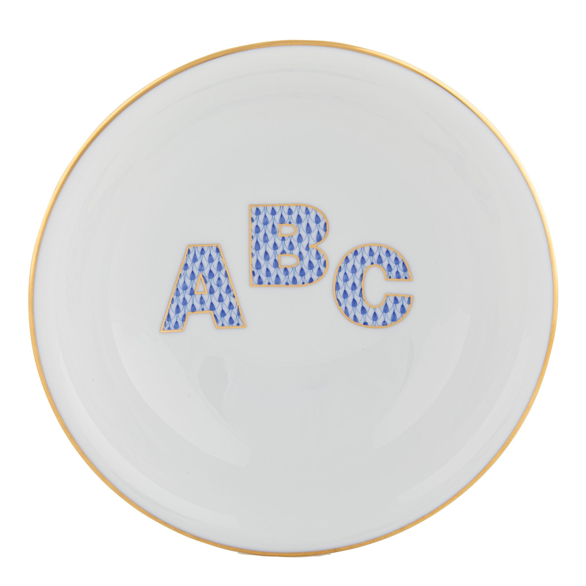 Bowl with Abc in hand-painted Blue porcelain by Herend of Hungary