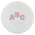 Raspberry fishnet Bowl with Abc figurine, hand-painted Herend porcelain with 24k gold accents