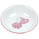 Hand-painted Herend Bowl with Elephant in Raspberry fishnet porcelain on a white background