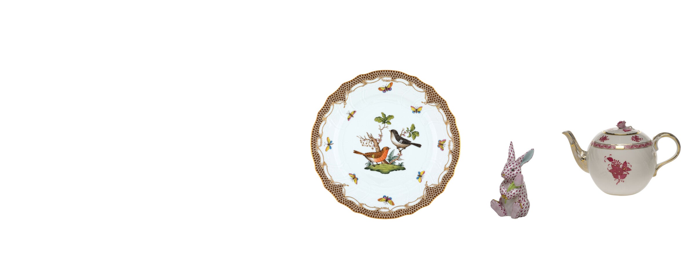 Herend hand-painted porcelain — Rothschild Bird, figurines and Chinese Bouquet