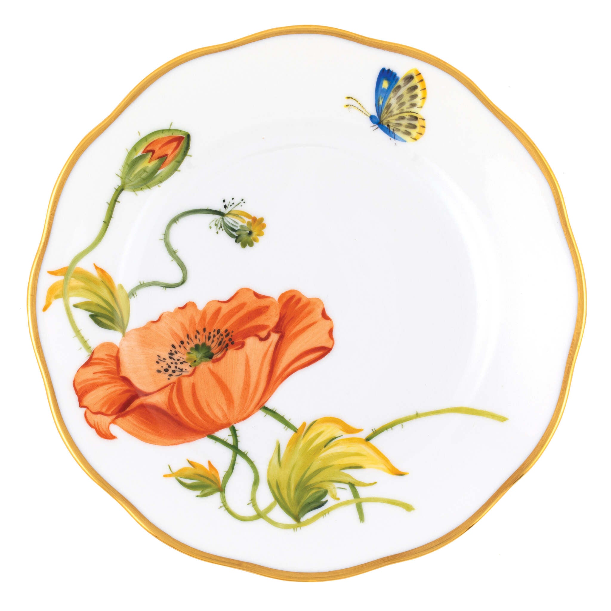 Herend Bread and Butter Plate porcelain figurine painted in the Multicolor (2) fishnet pattern