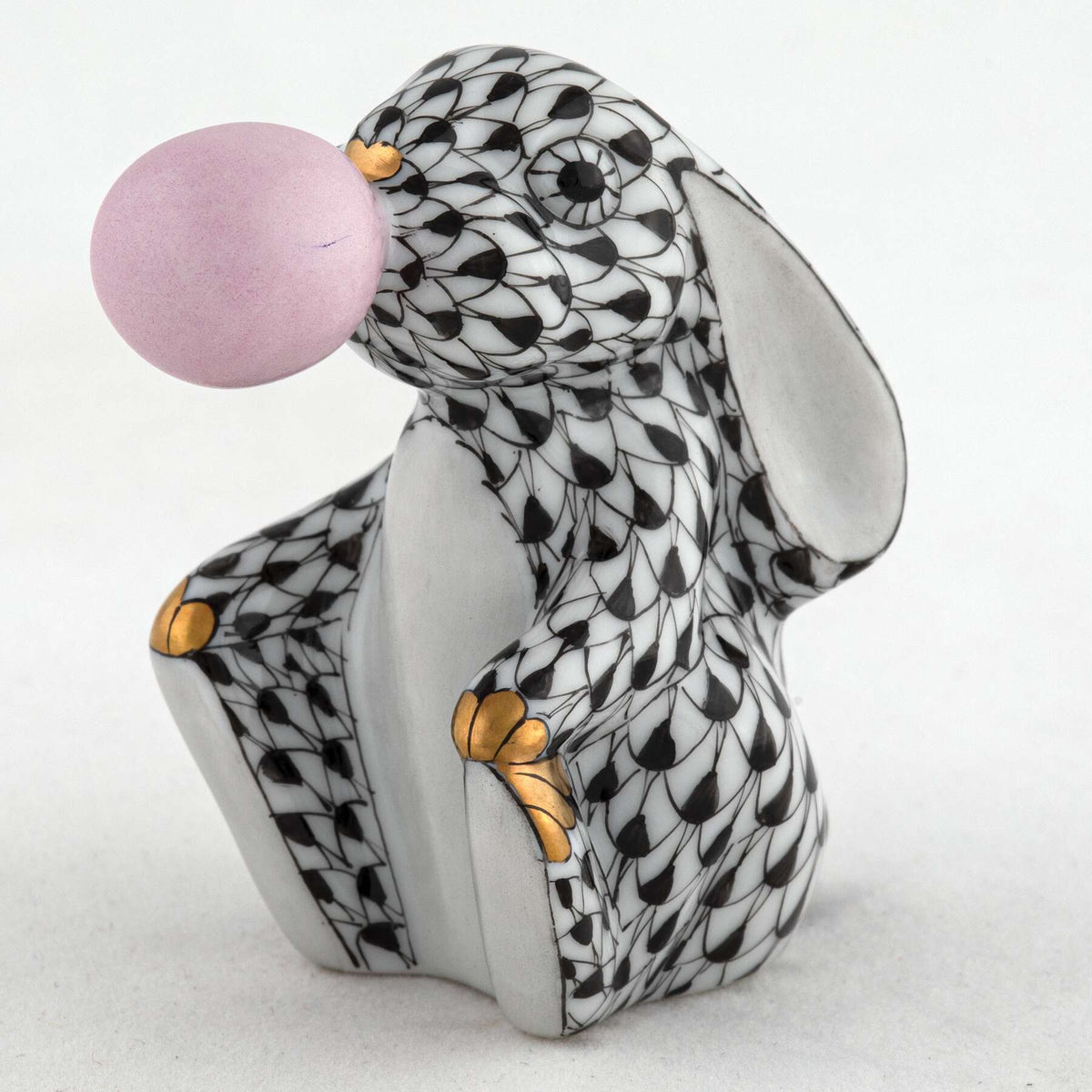 Herend Bubble Gum Bunny Figurine – Black, alternate view