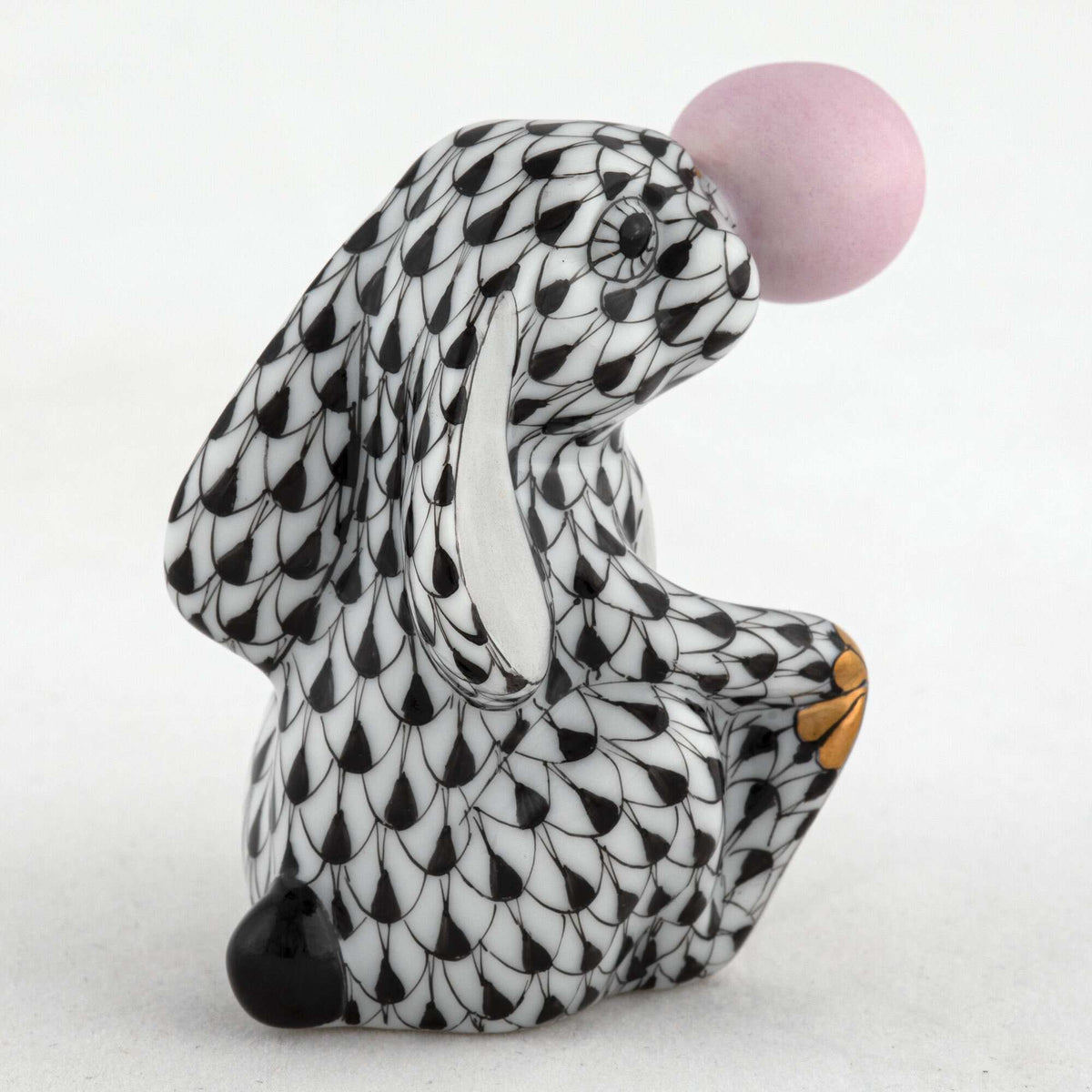 Herend Bubble Gum Bunny Figurine – Black, alternate view