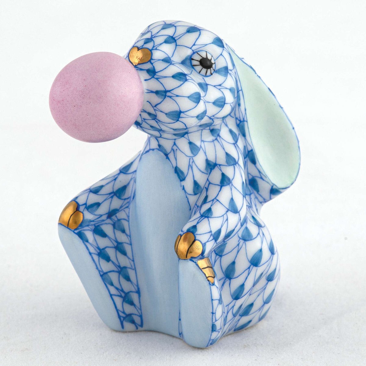 Herend Bubble Gum Bunny Figurine – Blue, alternate view