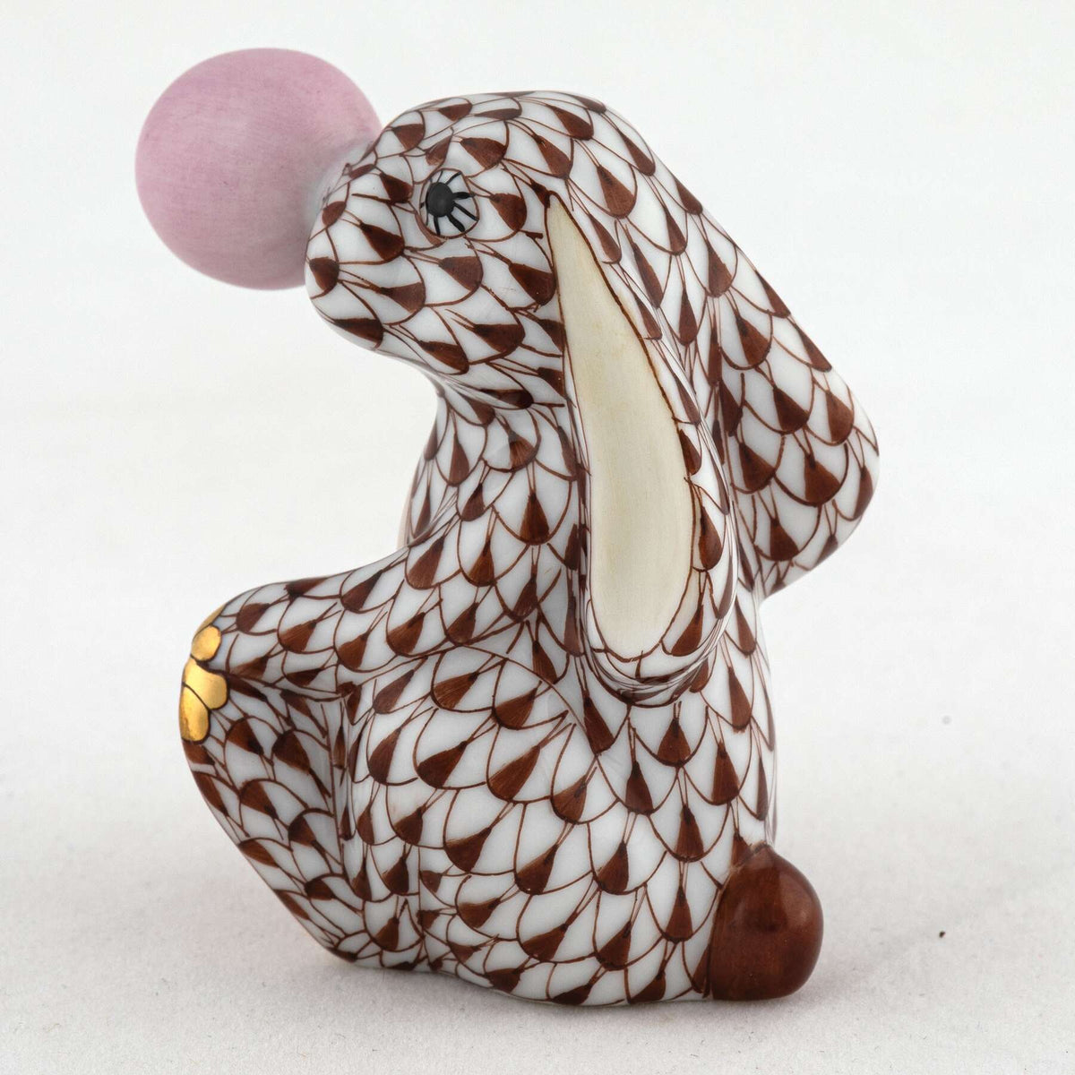 Herend Bubble Gum Bunny Figurine – Chocolate, alternate view