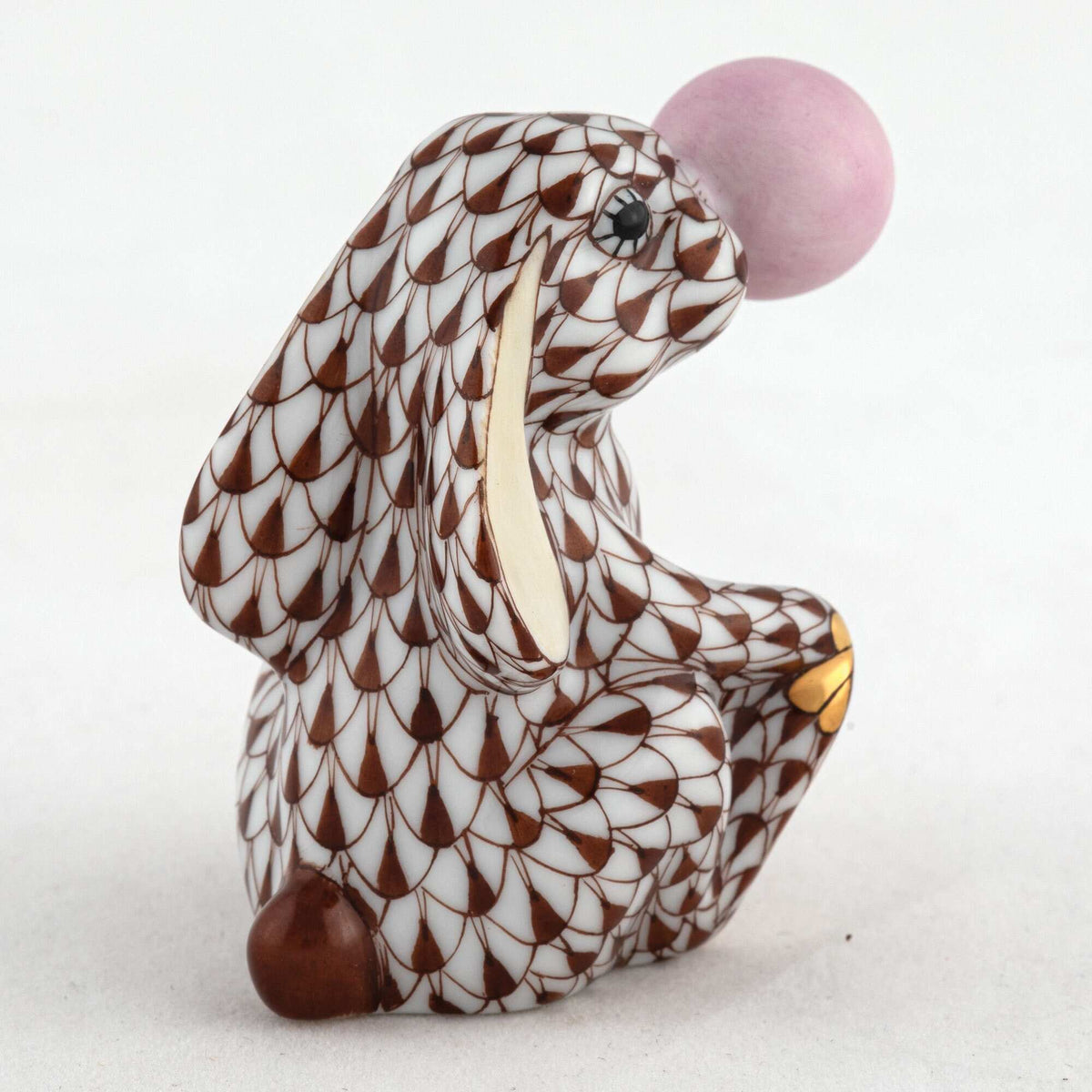 Herend Bubble Gum Bunny Figurine – Chocolate, alternate view