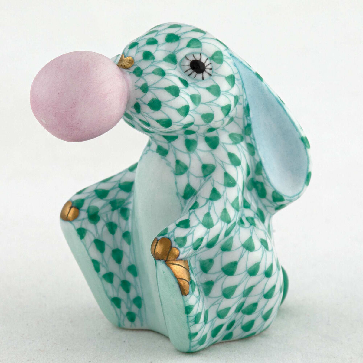 Herend Bubble Gum Bunny Figurine – Green, alternate view