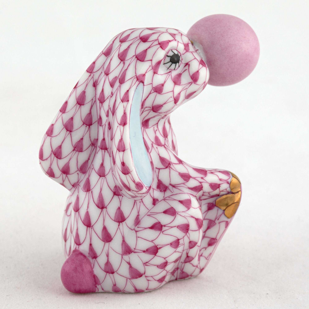 Herend Bubble Gum Bunny Figurine – Raspberry, alternate view