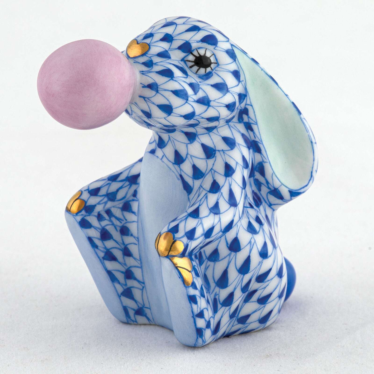 Herend Bubble Gum Bunny Figurine – Sapphire, alternate view