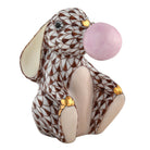Bubble Gum Bunny Figurine in hand-painted Chocolate porcelain by Herend of Hungary